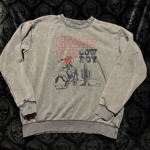 Giddy Up Cowboy Distressed Sweater - Sz. L